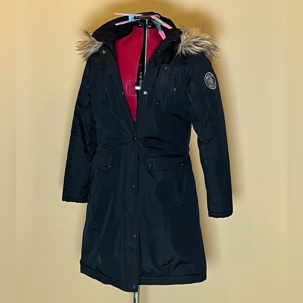 Madden Girl Black Winter Coat With Fur Hood Size S